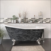  67'' Cast Iron Slipper Clawfoot Bathtub with 7'' Deck Mount Faucet Drillings, Scorched Platinum Exterior Finish and Brushed Nickel Feet
