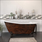  67'' Cast Iron Slipper Clawfoot Bathtub with 7'' Deck Mount Faucet Drillings, Faux Copper Bronze Exterior Finish and Oil Rubbed Bronze Feet
