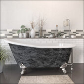 67'' Cast Iron Slipper Clawfoot Bathtub with no Faucet Holes, Scorched Platinum Exterior Finish and Brushed Nickel Feet
