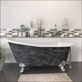  67'' Cast Iron Slipper Clawfoot Bathtub with no Faucet Holes, Scorched Platinum Exterior Finish and Polished Chrome Feet
