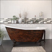  67'' Cast Iron Slipper Clawfoot Bathtub with no Faucet Holes, Faux Copper Bronze Exterior Finish and Oil Rubbed Bronze Feet
