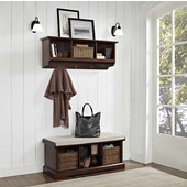  Brennan 2 Piece Entryway Bench and Shelf Set in Mahogany, 18-1/4''H x 42W x 16-1/2D, 15-1/2H x 42W x 11-1/4D