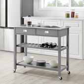  Chloe Stainless Steel Top Kitchen Island and Cart, Gray, 42'' W x 20'' D x 37'' H
