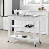  Chloe Stainless Steel Top Kitchen Island and Cart, White, 42'' W x 20'' D x 37'' H