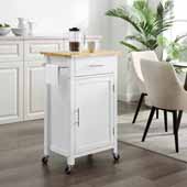  Savannah Compact Kitchen Island and Cart with Natural Wood Top and White Base, 22-1/4'' W x 15-3/4'' D x 37'' H