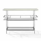  Art Deco Aimee Bar in Chrome with Faux Marble Top, 52'' W x 15'' D x 35-1/4'' H