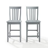  School House 2Pc Counter Stool Set- 2 Stools In Gray, 18-1/4'' W x 21-1/4'' D x 41'' H
