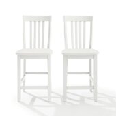  School House 2Pc Counter Stool Set- 2 Stools In White, 18-1/4'' W x 21-1/4'' D x 41'' H