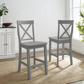  X-Back 2 Piece Counter Stool Set- 2 Stools In Gray, 18-1/4'' W x 21-1/4'' D x 41'' H