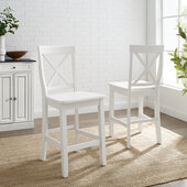  X-Back 2 Piece Counter Stool Set- 2 Stools In White, 18-1/4'' W x 21-1/4'' D x 41'' H