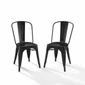  Amelia French Industrial Set of 2 Metal Chairs in Matte Black, 17-1/2'' W x 22-1/2'' D x 33'' H