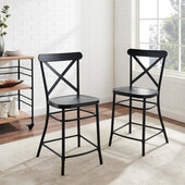  Camille 2Pc Counter Stool Set- 2 Stools In Matte Black, 19-1/4'' W x 19-1/4'' D x 40-1/4'' H