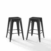  Camille Set of Two  French Industrial Sturdy Metal Chairs In Matte Black, 19-1/4'' W x 19-1/4'' D x 34-3/4'' H