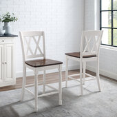  Shelby 2Pc Counter Stool Set - 2 Stools In Distressed White, 18'' W x 21-3/4'' D x 40-5/8'' H