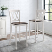  Shelby 2Pc Bar Stool Set - 2 Stools In Distressed White, 18'' W x 22'' D x 46-1/2'' H