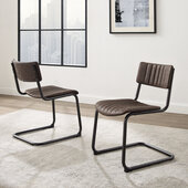  Conrad 2Pc Cantilever Dining Chair Set- 2 Chairs In Distressed Mocha, 18'' W x 20'' D x 29-1/2'' H