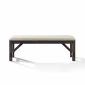  Hayden Modern Farmhouse Dining Bench in Slate Finish with Upholstered seat in Creme, 55'' W x 15-5/8'' D x 20'' H