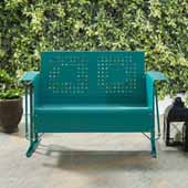  Bates Collection Outdoor Metal Loveseat Glider in Turquoise, 48-3/4''W x 28''D x 32-1/2''H