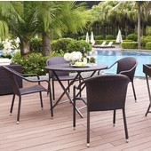  Palm Harbor 5 Piece Café Dining Set, Includes Table & 4 Chairs, Brown
