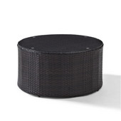 Crosley Catalina Outdoor Wicker Round Glass Top Coffee Table, 32''W x 32''D x 16-1/4''H