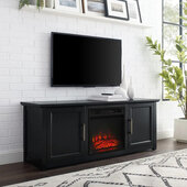  Camden 58'' Low Profile Tv Stand W/Fireplace In Black, 58'' W x 15-3/4'' D x 22'' H
