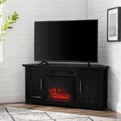  Camden 48'' Wide Corner TV Stand with Fireplace, Black, 47-3/4'' W x 20'' D x 22'' H