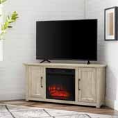  Camden 48'' Wide Corner TV Stand with Fireplace, Frosted Oak, 47-3/4'' W x 20'' D x 22'' H