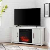  Camden 48'' Wide Corner TV Stand with Fireplace, Whitewash, 47-3/4'' W x 20'' D x 22'' H