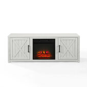  Gordon 58'' Low Profile TV Stand with Fireplace in Whitewash, 58'' W x 15-3/4'' D x 22'' H