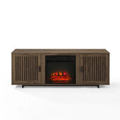  Silas 58'' Low Profile TV Stand with Fireplace in Walnut, 58'' W x 15-3/4'' D x 21-1/2'' H