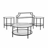  Aimee 4-Piece Art Deco Occasional Sturdy Steel Table Set in Oil Rubbed Bronze
