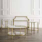  Aimee 4-Piece Art Deco Occasional Sturdy Steel Table Set in Soft Gold 