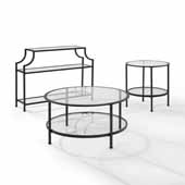  Aimee 3-Piece Art Deco Occasional Sturdy Steel Table Set in Oil Rubbed Bronze