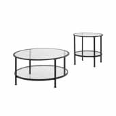  Aimee 2-Piece Art Deco Sturdy Steel Coffee Table Set in Oil Rubbed Bronze