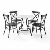  Madeleine 32'' 5-Piece French Industrial Dining Set with Camille Chairs in Matte Black