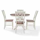  Shelby Farmhouse 5-Piece Round Dining Set in Distressed White
