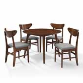  Landon 5-Piece Modern Mid-century Round Dining Set in Mahogany with Wood Chairs