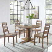  Joanna 5Pc Round Dining Set - Round Table & 4 Ladder Back Chairs In Rustic Brown, 104'' W x 104'' D x 39-1/8'' H