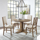  Joanna 5Pc Round Dining Set - Round Table & 4 Upholstered Back Chairs In Rustic Brown, 102'' W x 102'' D x 39-7/8'' H