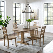  Joanna 5Pc Dining Set - Table & 4 Ladder Back Chairs In Rustic Brown, 128'' W x D x 39-1/8'' H