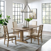  Joanna 5Pc Dining Set - Table & 4 Upholstered Back Chairs In Rustic Brown, 126'' W x 90'' D x 39-7/8'' H