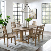  Joanna 7Pc Dining Set - Table & 6 Ladder Back Chairs In Rustic Brown, 128'' W x 92'' D x 39-1/8'' H