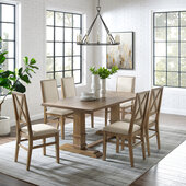  Joanna 7Pc Dining Set - Table & 6 Upholstered Back Chairs In Rustic Brown, 126'' W x 90'' D x 39-7/8'' H