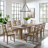  Joanna 9Pc Dining Set - Table & 8 Ladder Back Chairs In Rustic Brown, 128'' W x 92'' D x 39-1/8'' H