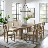  Joanna 9Pc Dining Set - Table & 8 Upholstered Back Chairs In Rustic Brown, 126'' W x 90'' D x 39-7/8'' H