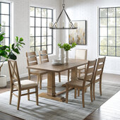  Joanna 7Pc Dining Set - Table, 4 Ladder Back Chairs, & 2 Upholstered Back Chairs In Rustic Brown, 126'' W x 92'' D x 39-7/8'' H