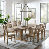  Joanna 9Pc Dining Set - Table, 6 Ladder Back Chairs, & 2 Upholstered Back Chairs In Rustic Brown, 126'' W x 92'' D x 39-7/8'' H