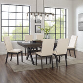  Hayden 7Pc Dining Set - Table & 6 Upholstered Chairs In Slate, 101'' W x 133'' D x 39-3/4'' H
