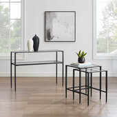  Ashton 3Pc Occasional Table Set- Console Table & 2 Nesting Tables In Matte Black, 0'' W x 0'' D x 0'' H