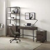  Jacobsen 3Pc File Cabinet, Desk And Etagere Set- Desk, File Cabinet, & Large Etagere In Brown Ash, 77'' W x 20'' D x 80-1/2'' H